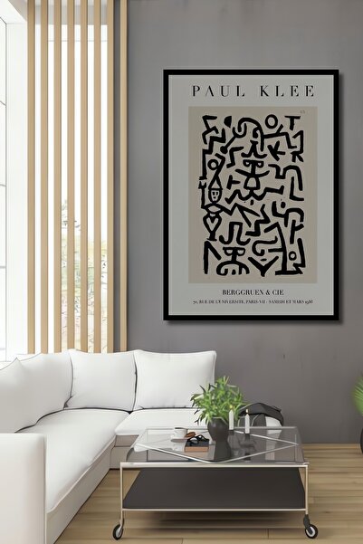 Teona Ahşap Dekoratif Ahşap Dikdörtgen Tablo Paul Klee Çerçeve Görünümlü