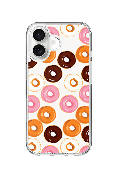 Stylizedd جراب MagSafe كلاسيكي شفاف لهاتف iPhone 17، غطاء شفاف ناعم هجين - طباعة كاملة لـ Donut Drops