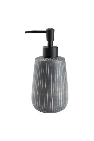 OEM Dozator sapun, cu colturi rotunjite, din ceramica, gri, h 18 cm
