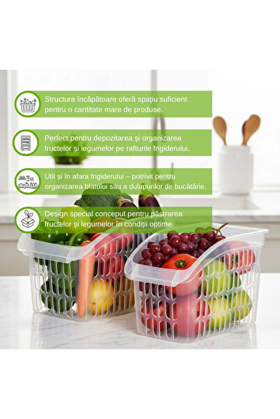 Köken Organizator pentru frigider One, plastic PP fără BPA, multifuncțional, transparent, 10x29x17cm