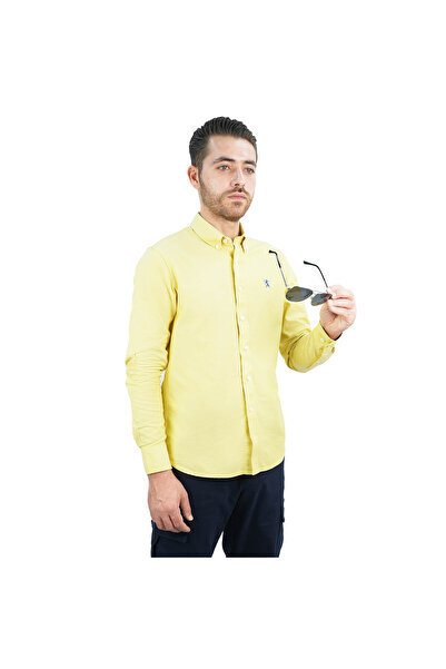 Giordano قميص أكسفورد للرجال بطبعة أسد