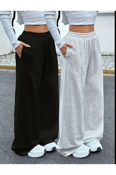 modlux طقم رياضي شتوي مكون من قطعتين باللونين الأسود والرمادي