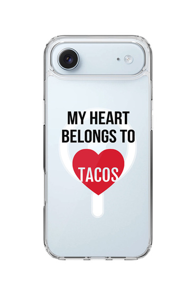 Stylizedd جراب MagSafe كلاسيكي شفاف لهاتف iPhone Air، غطاء شفاف ناعم هجين - قلبي ينتمي إلى التاكو