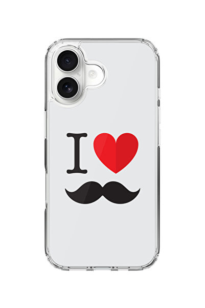 Stylizedd جراب MagSafe كلاسيكي شفاف لهاتف iPhone 17، غطاء شفاف ناعم هجين - I Love Moustashe