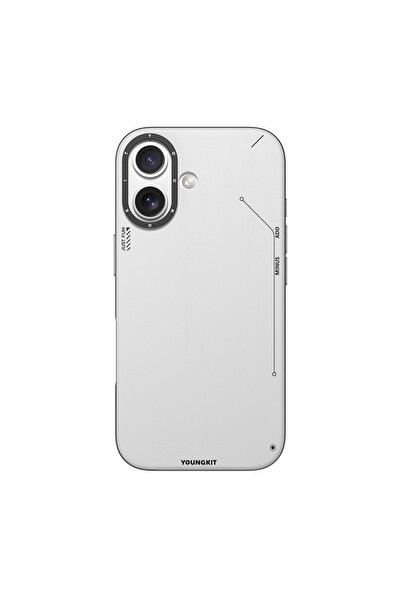 Youngkit iPhone 17 Uyumlu Kılıf M-safe Şarjlı Basit Mat Deri Desenli Tech Fashion Serisi Kapak Gri