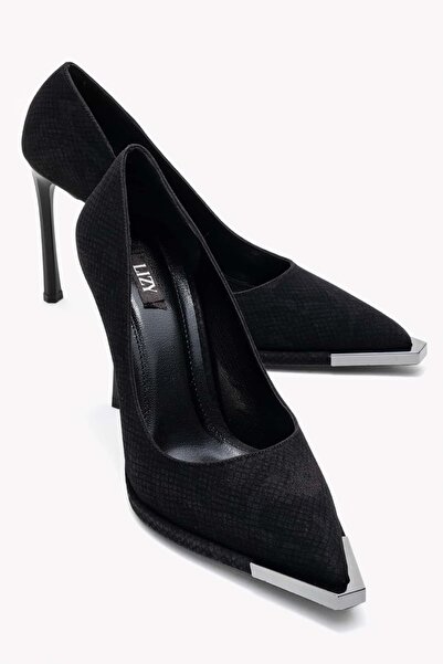 Lizy Shoes Burun Detaylı Yılan Desen Kadın Stiletto