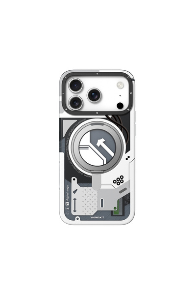 Youngkit iPhone 17 Pro Max Uyumlu Kılıf M-safe Şarj Özellikli Starship Serisi Kapak Beyaz