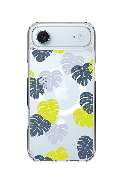 Stylizedd جراب MagSafe كلاسيكي شفاف لهاتف iPhone Air، غطاء شفاف ناعم هجين - أوراق الجزيرة