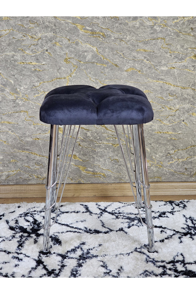 ZAFİR Kare Krom Kaplama Telli Ayaklı Tabure - Oturak - Bar Taburesi - Ayaklı Tabure