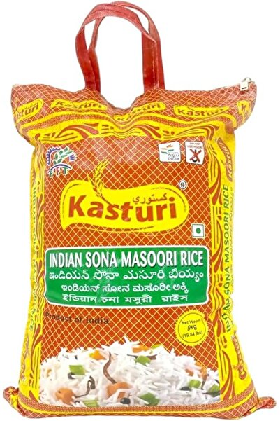 Kasturi Pure Indian Sona Masoori Rice- 9 kg (White) - Authentic Aromatic Bangaru Theegalu Rice