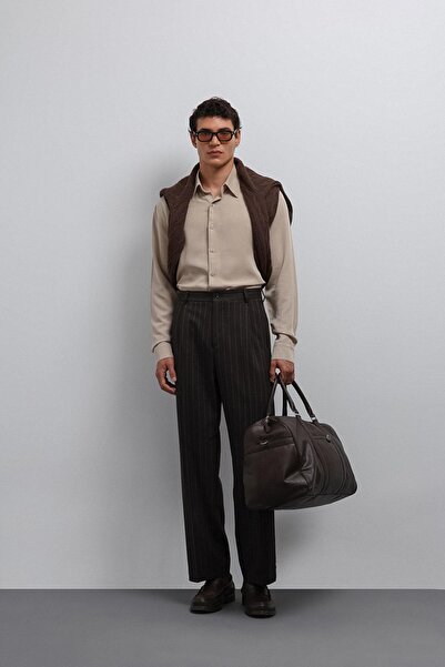 Antioch Coffee Relax Fit Striped Men's Trousers