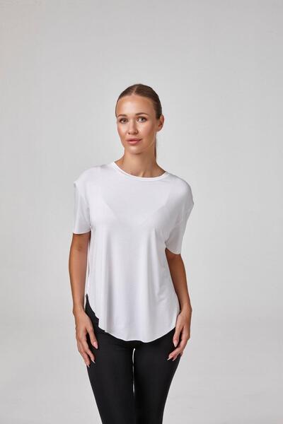 relactive Γυναικείο λευκό κοντομάνικο μπλουζάκι με στρογγυλή λαιμόκοψη Modal Basic T-shirt C1T2N5O2