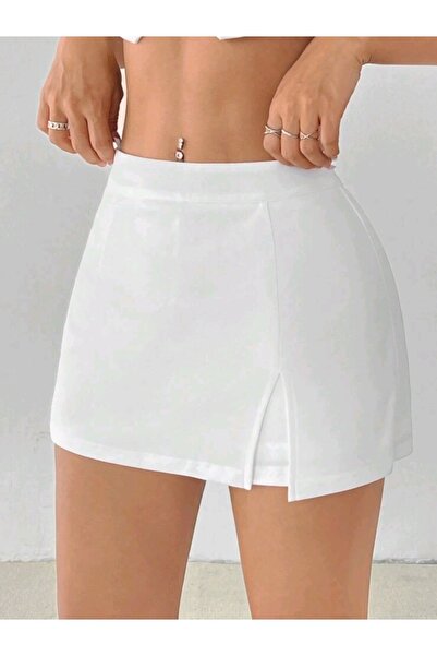 CARABO MODA Arkası şort görünümlü tek yırtmaçlı mini etek