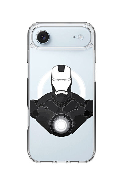 Stylizedd جراب MagSafe كلاسيكي شفاف لهاتف iPhone Air، غطاء شفاف ناعم هجين - Iron Man Beam