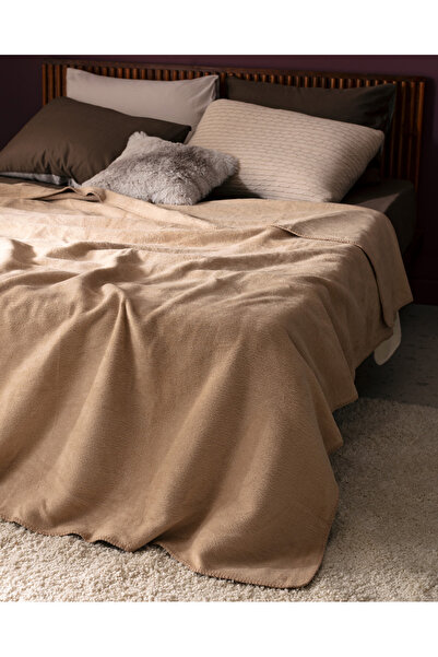 Madame Coco Κουβέρτα από βαμβακερό ζακάρ διπλής χρήσης - Camel