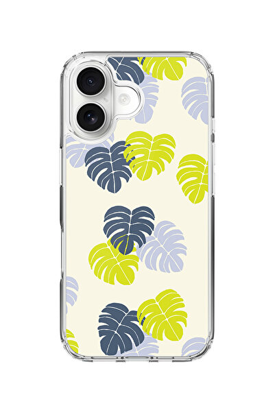 Stylizedd جراب MagSafe كلاسيكي شفاف لهاتف iPhone 17، غطاء شفاف ناعم هجين - طبعة أوراق الجزيرة كاملة