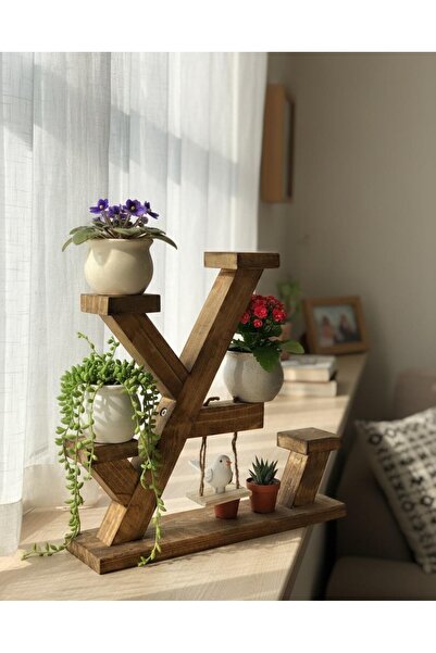 BY AHŞAP DEKOR Salıncak Temalı Ahşap Saksılık ve Çiçek Standı