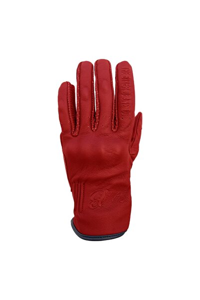 The Biker Jeans Livia Red Korumalı Motosiklet Deri Eldiveni