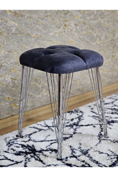 ZAFİR Kare Krom Kaplama Telli Ayaklı Tabure - Oturak - Bar Taburesi - Ayaklı Tabure