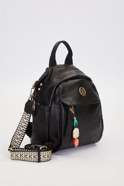 Levidor Black Stone Charm Detailed Shoulder Bag