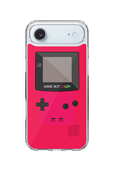 Stylizedd جراب MagSafe كلاسيكي شفاف لجهاز iPhone Air، غطاء شفاف ناعم هجين - لون Gameboy - وردي