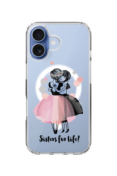 Stylizedd جراب MagSafe الكلاسيكي الشفاف لهاتف iPhone 17، غطاء شفاف ناعم هجين - Sisters for Life!