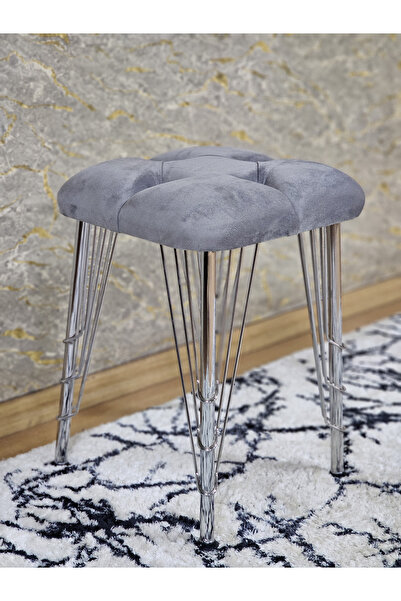 ZAFİR Kare Krom Kaplama Telli Ayaklı Tabure - Oturak - Bar Taburesi - Ayaklı ...