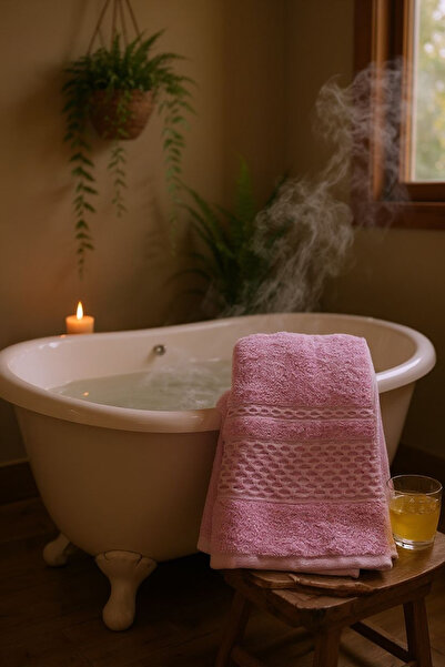 Ercahome tekstil منشفة وجه مزدوجة وردية اللون مصنوعة من القطن بنسبة 100%