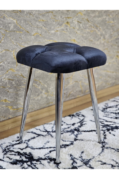 ZAFİR Kare Krom Kaplama Konik Ayaklı Tabure - Oturak - Bar Taburesi - Ayaklı ...