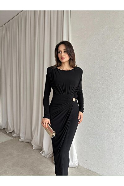 Mooi Butik KYLİE Maxi Elbise 8464 - Siyah