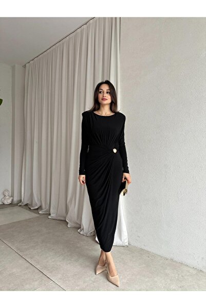 Mooi Butik KYLİE Maxi Elbise 8464 - Siyah