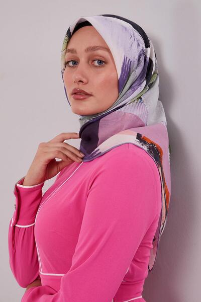 Levidor وشاح قطني بنمط مختلط باللون الأرجواني