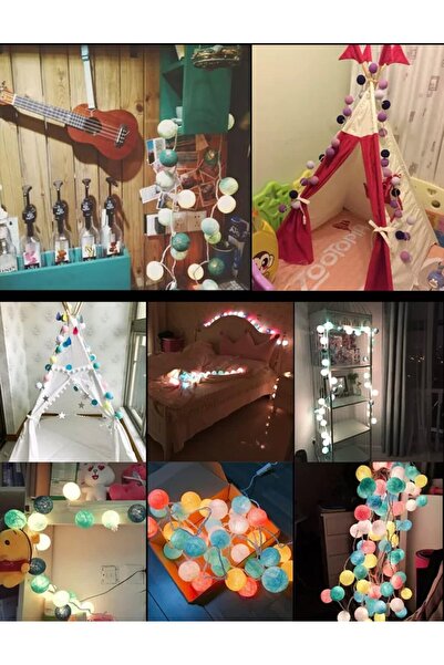 BLUE CORAL Cotton Balls 40 LED Colored 6M String Lights Garland Fairy Street ...