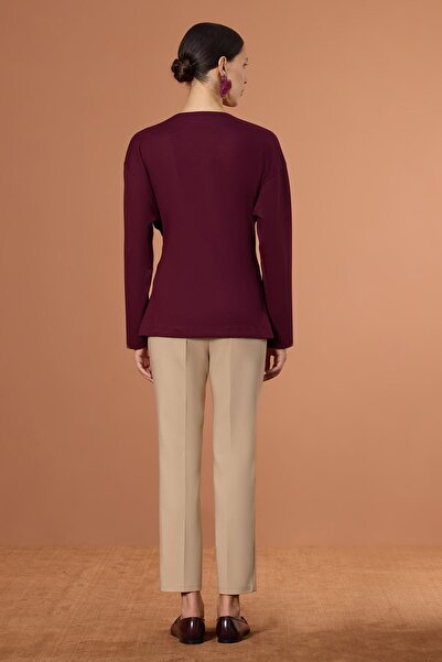 UPGRADE Bisiklet Yakalı Hırka Bordo