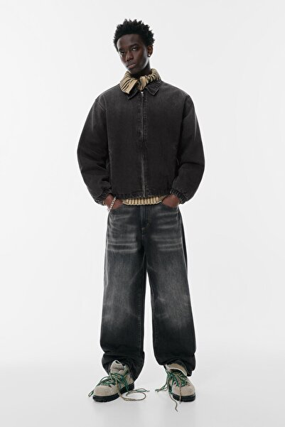 Pull & Bear Fermuarlı denim ceket