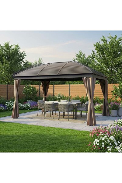 Danube Home مظلة مونتيرو براون المعدنية الجديدة مع ضمان لمدة عام - مثالية للمساحات الخارجية