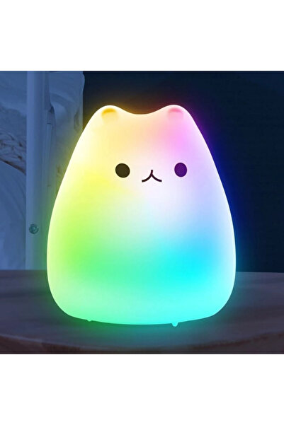 Kovar مصباح ليلي صغير لطيف على شكل قطة كرتونية من السيليكون الناعم متغير اللو...