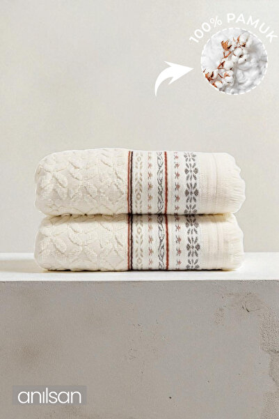 Anılsan 2-Pack Alvina White Hand Towels - 50X90 Cm, 220 Gr, 100% Cotton, Spa ...