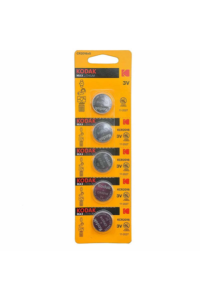 Kodak Ultra CR2016 Lithium Button Cell Batteries- Pack of 5