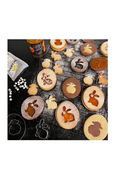 Dr. Oetker Set of 3 Dr.Oetker 1878 Linzer molds, Egg, Bunny, Lamb, Stainless steel, Silver