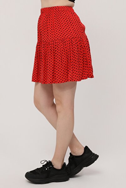 MAKSEN TEKSTİL Pointed Shorts Skirt - Viscose Fabric Comfortable Fit Elastic Waist Women's Mini Shorts Skirt