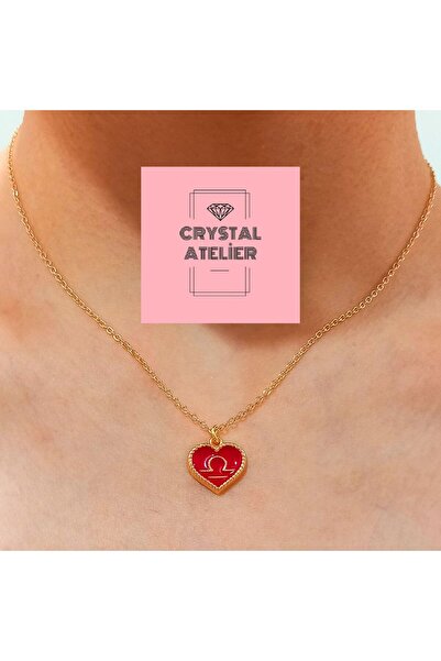 Crystal Atelier Terazi Burcu Kadın Kolye - Altın Kaplama Terazi Burcu Sembol Kolye - Zodyak Koleksiyonu Burç Kolye