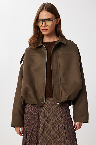 Lovelyİstanbul Süet Görünümlü Bomber Ceket LOH0014 HAKİ