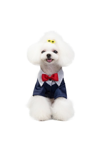 OEM Camasa cu papion atasat, pentru animale de companie mici si mijlocii, cu inel atasare lesa, DOG-22