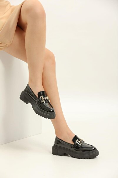 Yula Fashion Shoes Tokalı Günlük Kullanım Kadın Kalın Taban Loafer