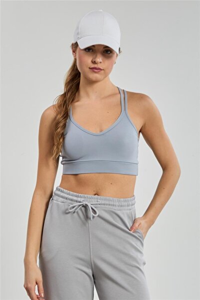 BARRELS AND OIL Women's Cross-Strapped Bustier - Gray