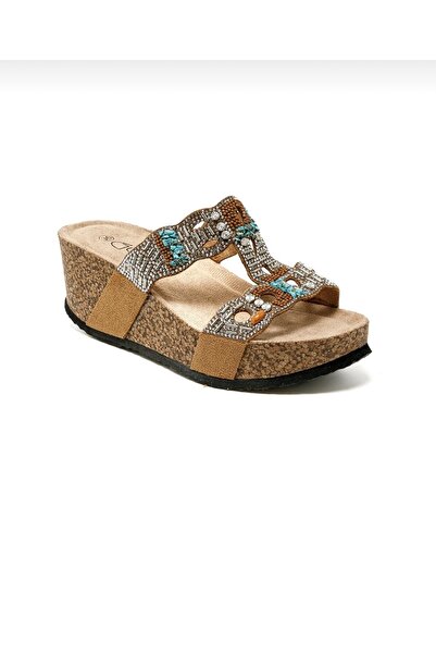 Guja Stylish Women's Wedge Heeled Slippers with Stones