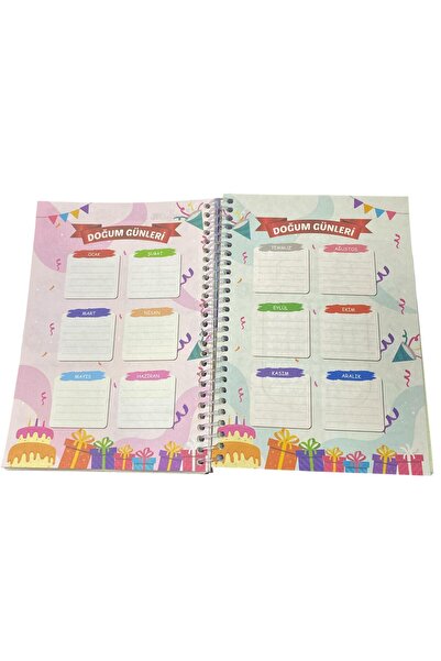 tüftürük Timeless Weekly Planner, Undated Agenda, Perpetual Planner, Spiral Hardcover with Stickers