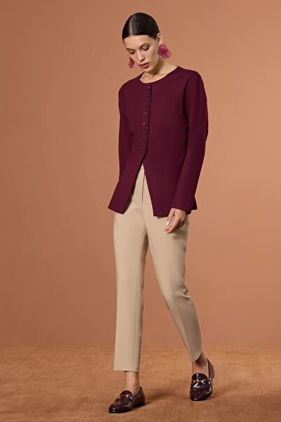 UPGRADE Bisiklet Yakalı Hırka Bordo