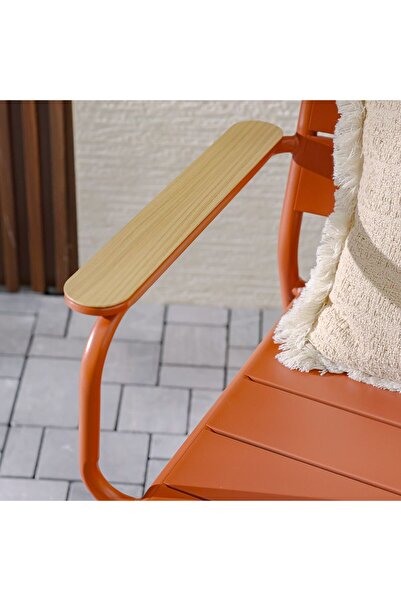 Danube Home Shinola Outdoor Chair - Stylish Red Steel Bench for Outdoor Living, Ideal for Patio & Garden